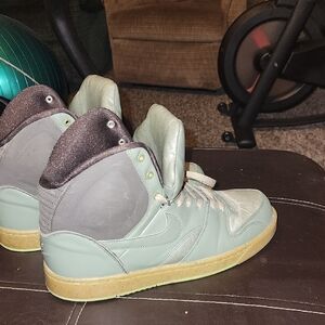 Green and Gray High-Top Sneakers